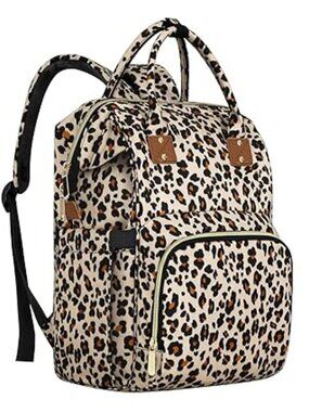 Stylish Leopard Print Diaper Bag Backpack - Large Capacity for Baby Essentials